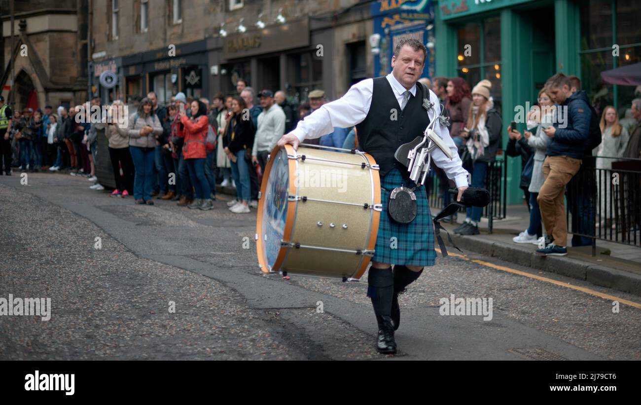 Edimburgo Scozia, Regno Unito maggio 07 2022. Centinaia prendono parte al mese di maggio marzo e Rally che parte da Johnston Terrace e ha fatto il suo percorso attraverso la città. Credit sst / alamy live news Foto Stock