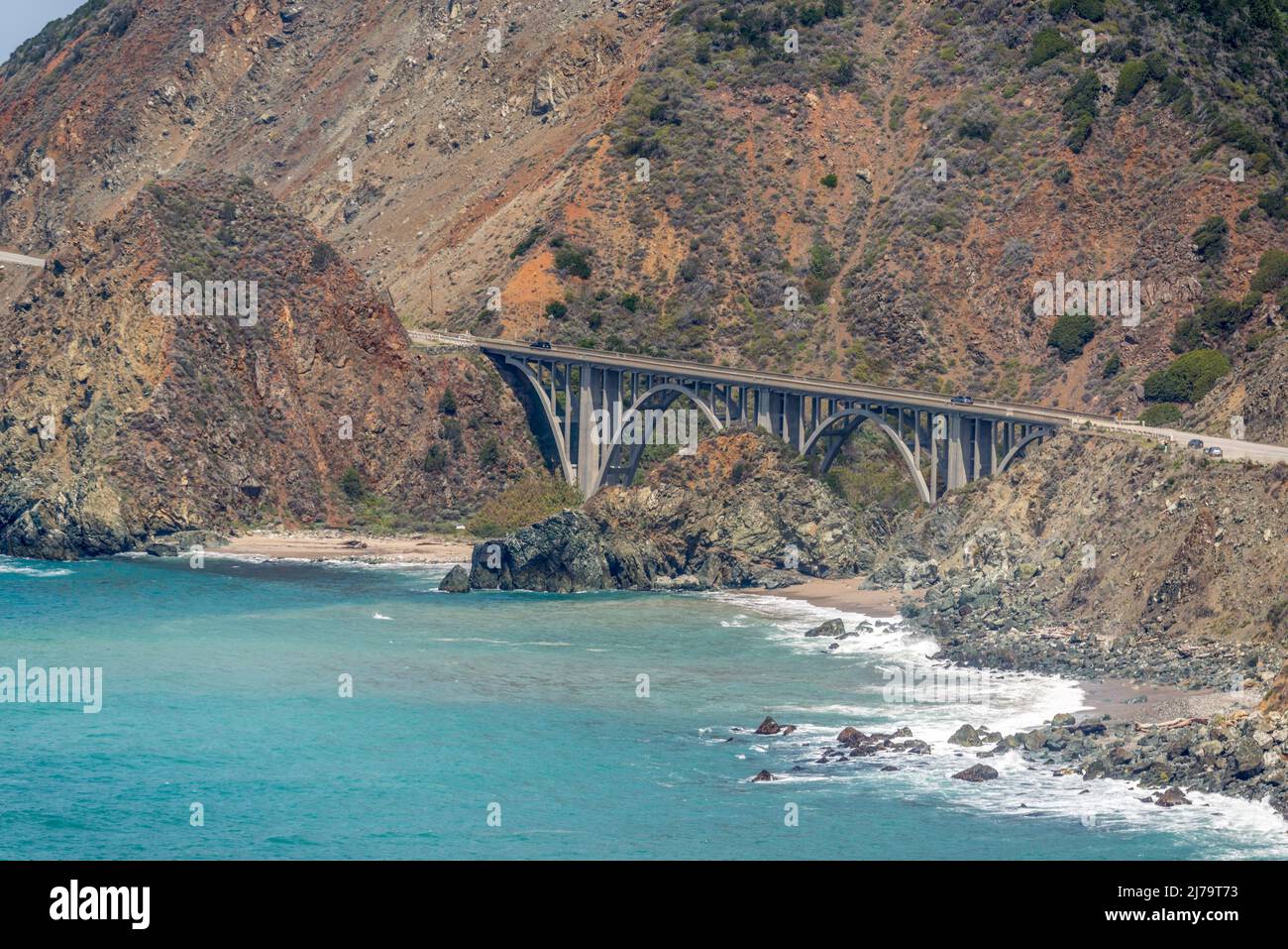 Vista sul Big Creek Bridge. Big sur, California, Stati Uniti. Foto Stock