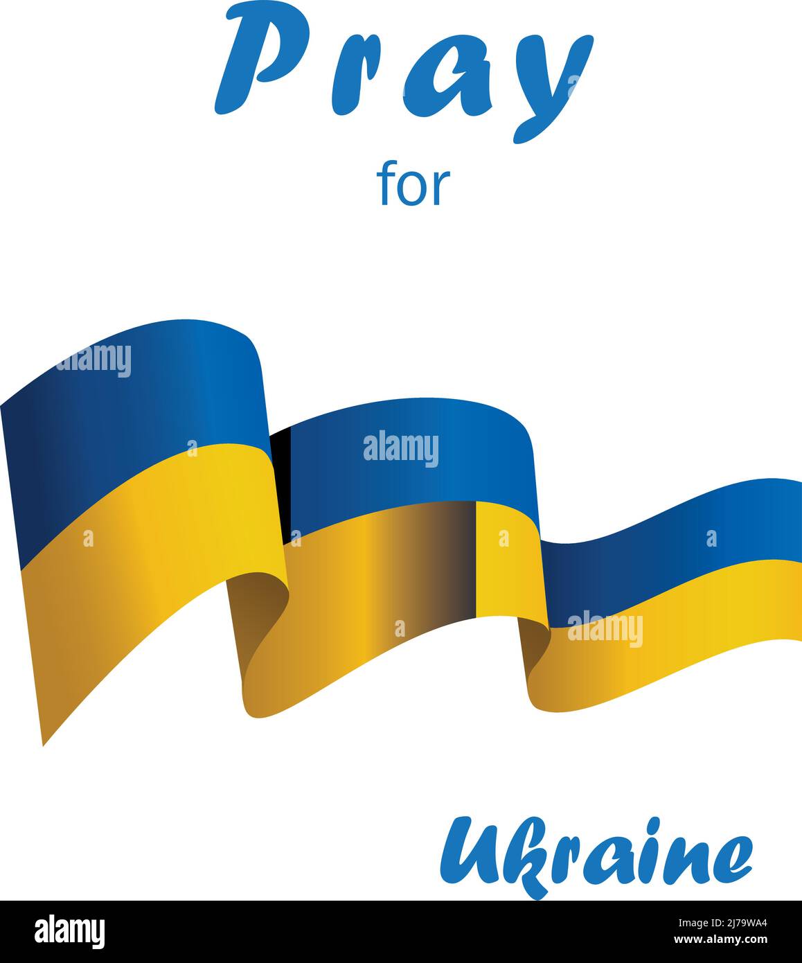 Pregate per l'Ucraina, bandiera Ucraina che prega concetto di illustrazione vettoriale. Pregate per la pace in Ucraina. Salvare l'Ucraina dalla russia. Illustrazione Vettoriale