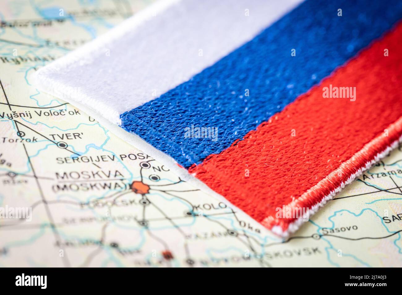 Bandiera russa sulla mappa Foto Stock