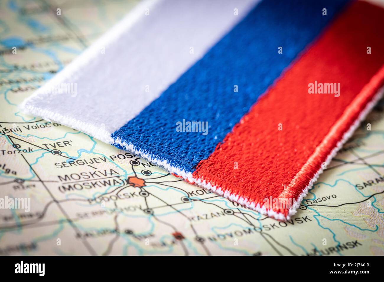 Bandiera russa sulla mappa Foto Stock