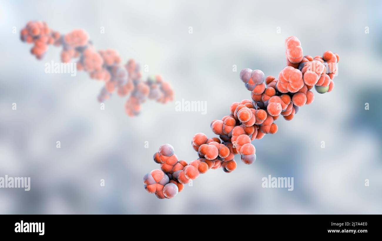Molecola di ormone glucagone, illustrazione Foto Stock