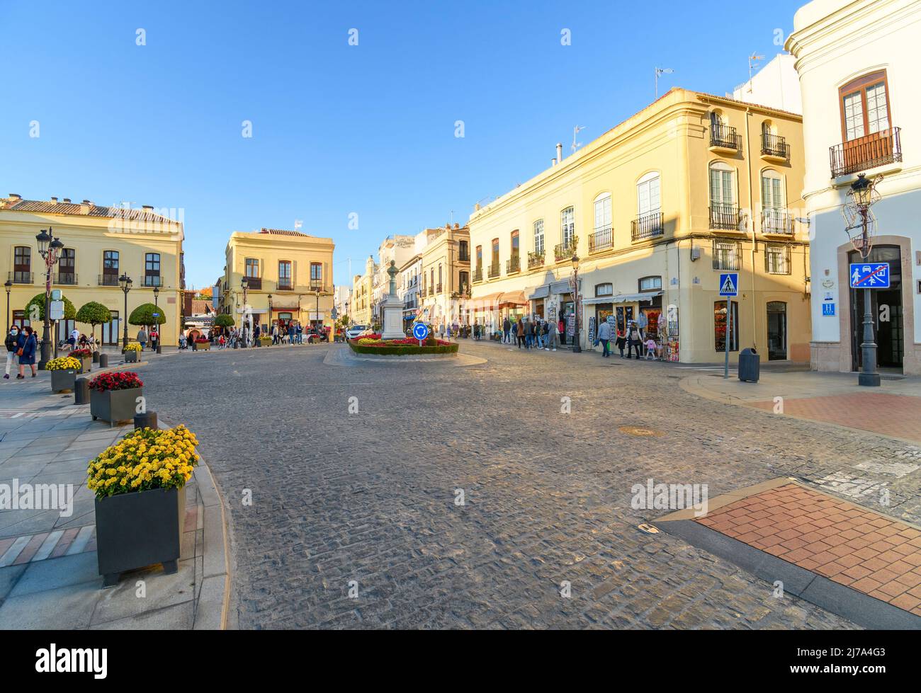 Plaza de Espana nel centro storico di Ronda, Spagna. Foto Stock