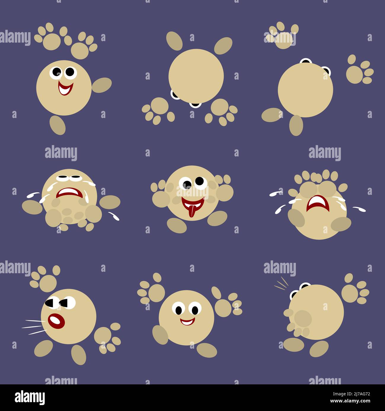 set di emoticon in varie posizioni Illustrazione Vettoriale