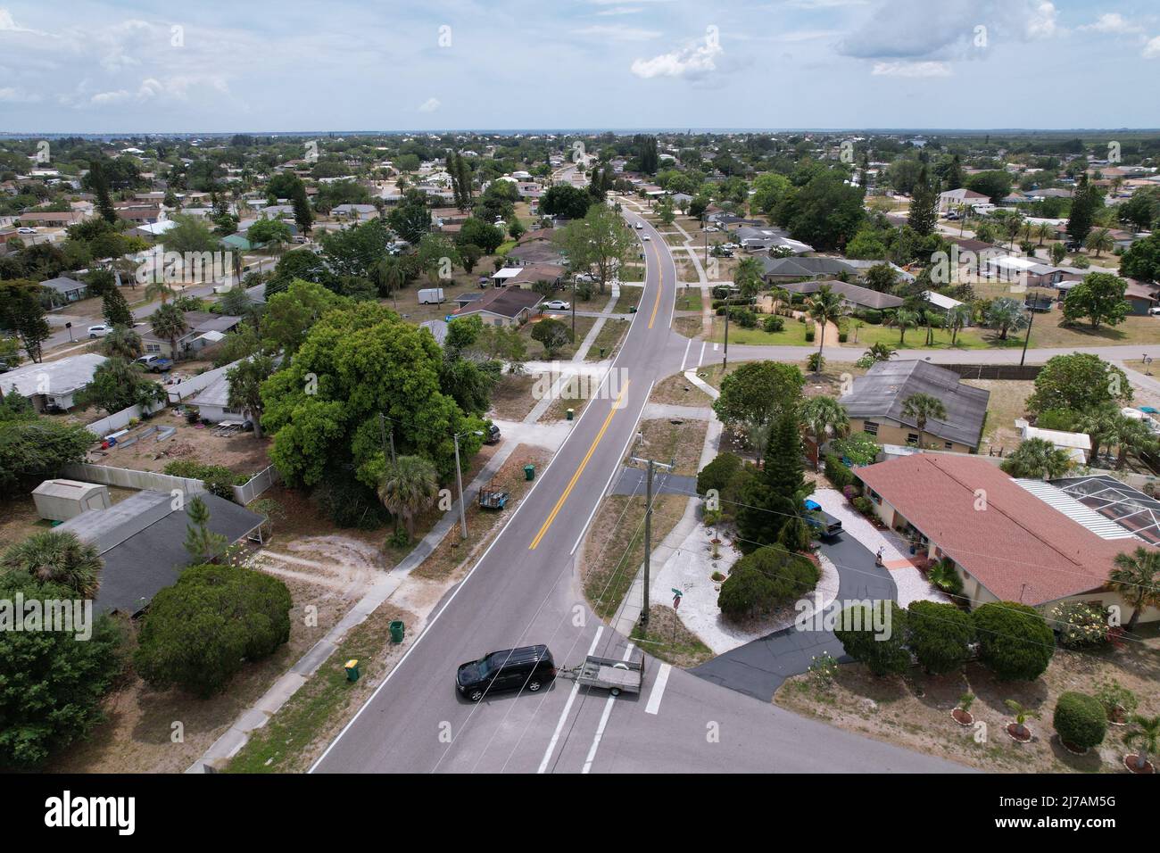 Vista aerea del quartiere di Am Older a Port charlotte Florida Foto Stock