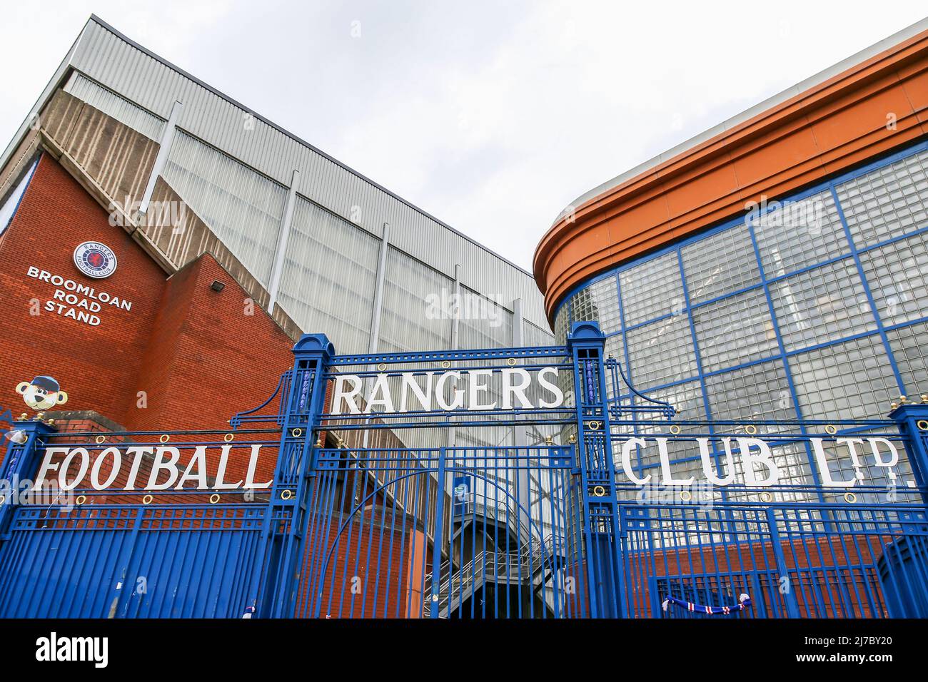 Ingresso allo stadio di calcio Ibrox, sede del Rangers FC, Glasgow, Scozia, Regno Unito Foto Stock