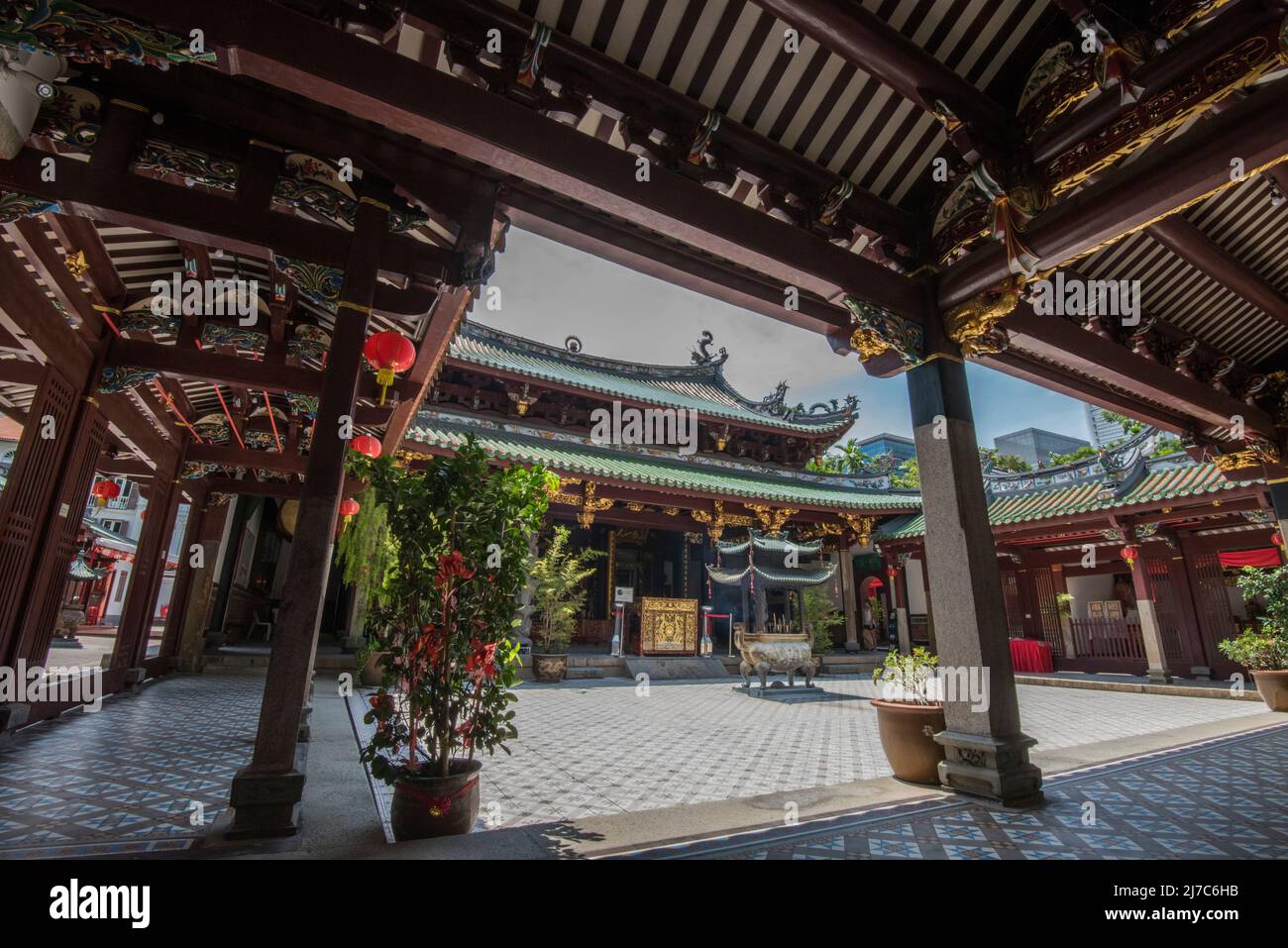 Singapore, Singapore - 21 settembre 2022: Il Tempio di Thian Hock Keng a Singapore, dedicato sia al Buddismo che al Taoismo. Foto Stock