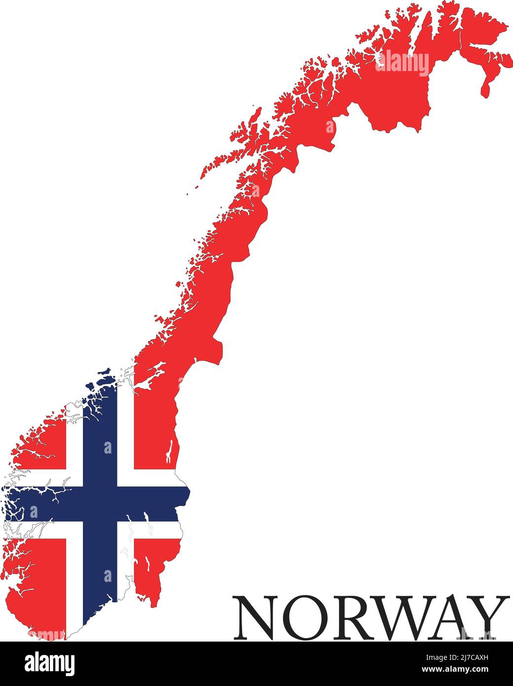 Forma Norvegia-Paese delineata e riempita con la bandiera Illustrazione Vettoriale