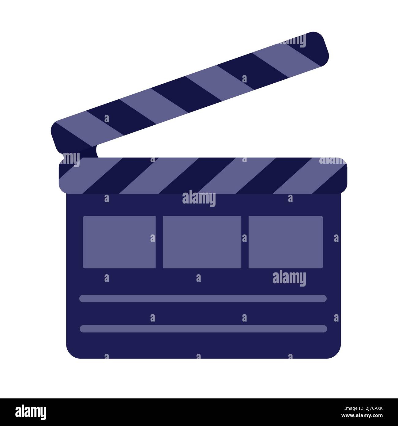 Сlapperboard per la realizzazione di filmati, illustrazioni in tonalità blu Illustrazione Vettoriale