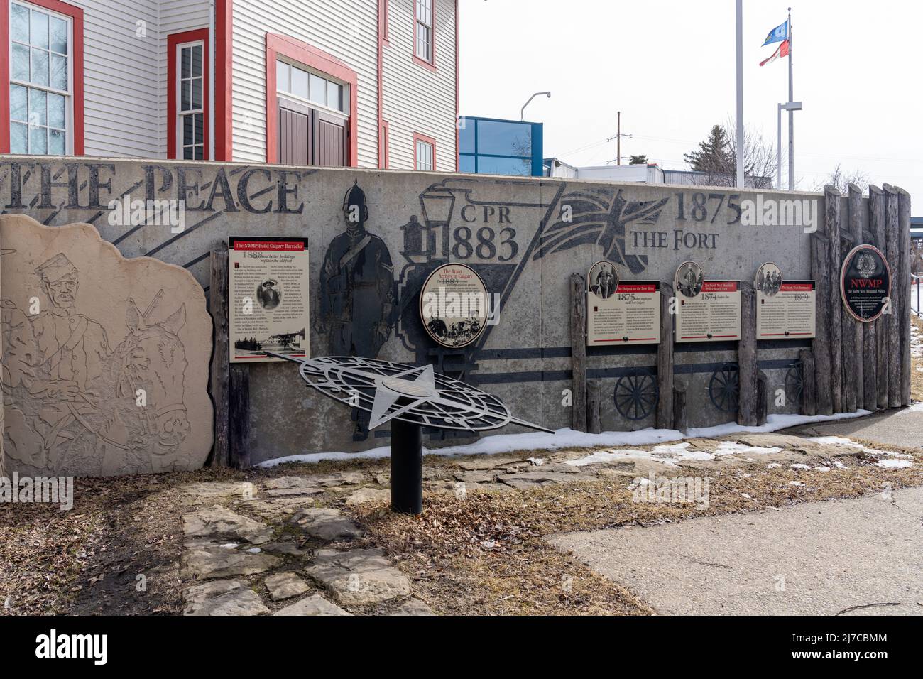 Calgary, AB, Canada - Marzo 14 2022 : Fort Calgary National Historic Site of Canada. Foto Stock