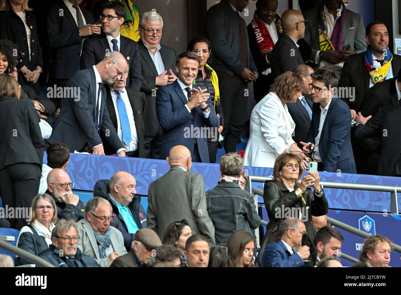 Noel le graet, Emmanuel Macron, Roxana Maracineanu - OGC Nice vs FC Nantes il 7 maggio 2022 a Saint-Denis, Francia. (Foto di Lionel Urman/Sipa USA) Foto Stock