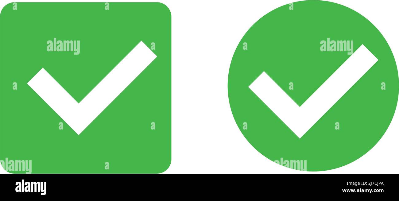 Casella di controllo quadrata e rotonda. Vettore modificabile. Illustrazione Vettoriale