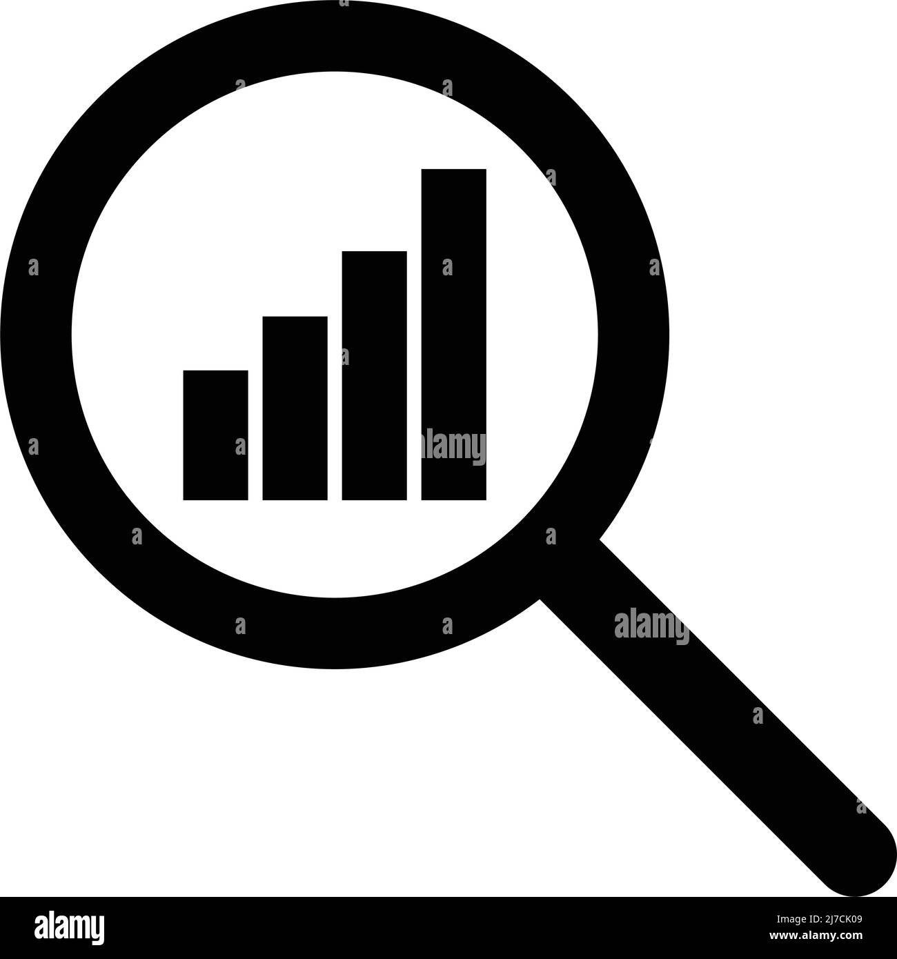 Icona di silhouette di un grafico e una lente di ingrandimento. Vettore modificabile. Illustrazione Vettoriale