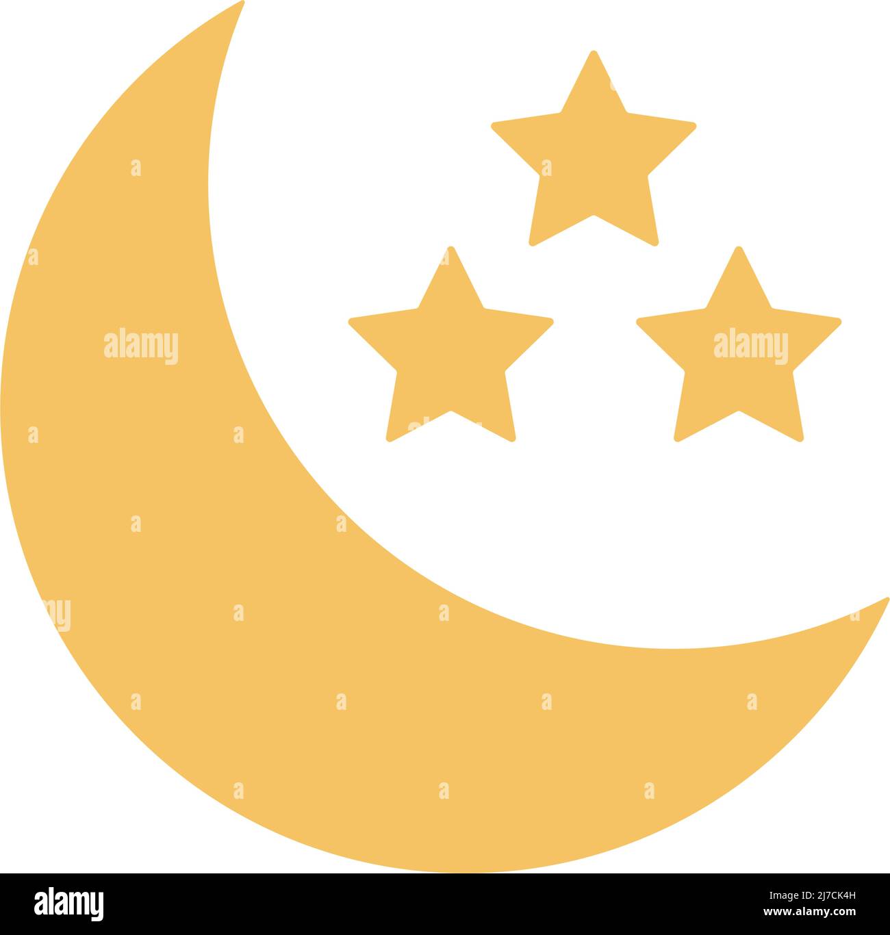 Luna a mezzaluna e icona a forma di stella. Vettore modificabile. Illustrazione Vettoriale