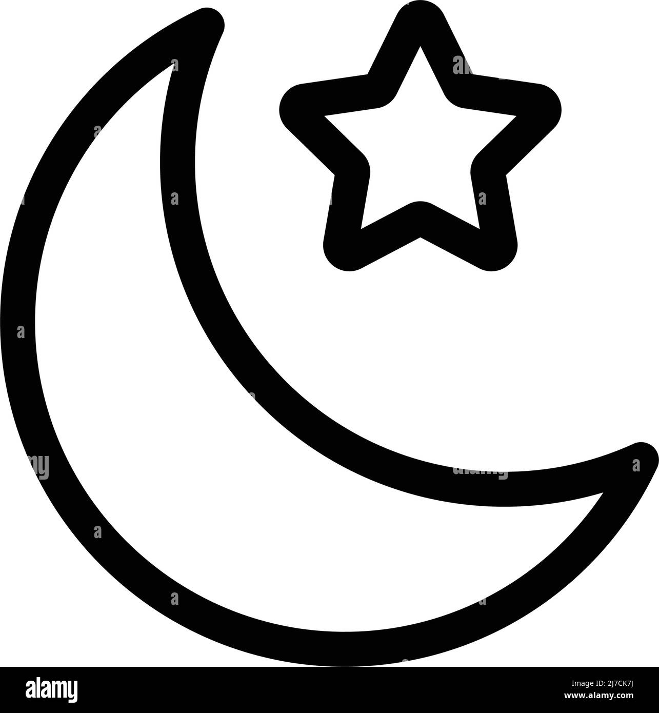 Mezzaluna e icona a forma di stella. Vettore modificabile. Illustrazione Vettoriale