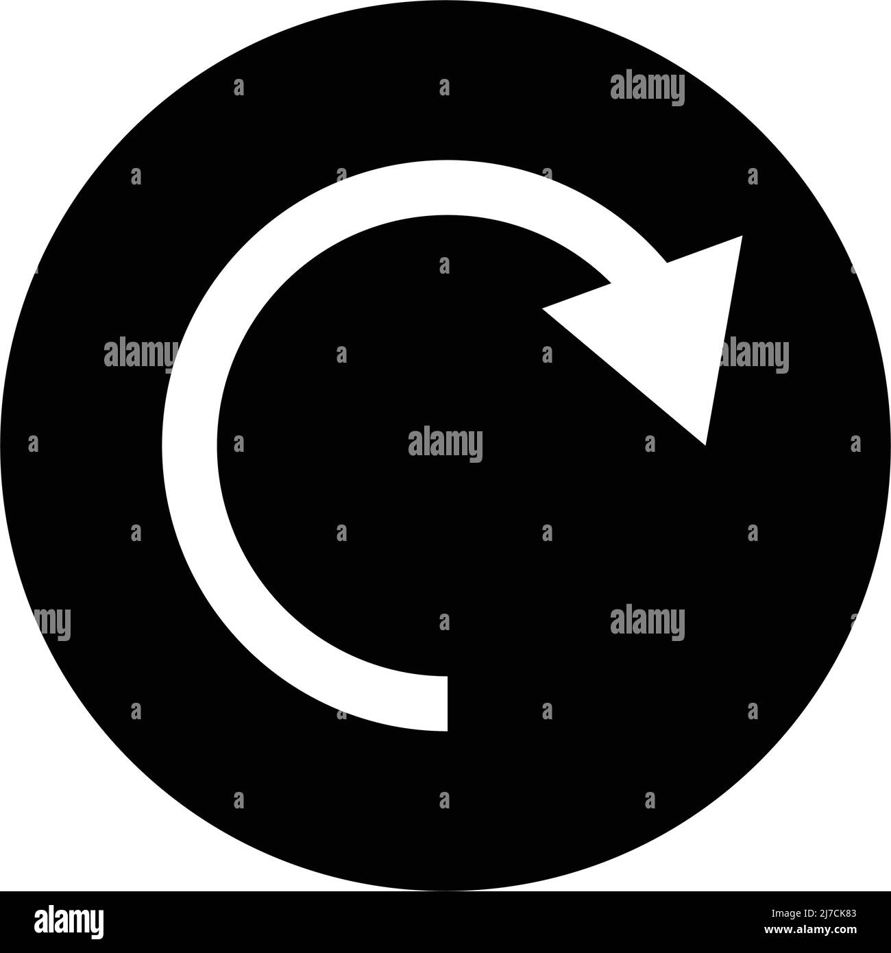 Icona di un cerchio nero con una freccia rotante. Vettore modificabile. Illustrazione Vettoriale