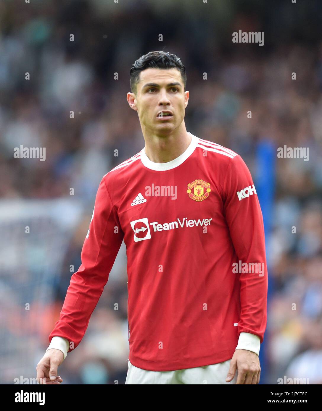 Cristiano Ronaldo del Manchester United durante la partita della Premier League tra Brighton e Hove Albion e Manchester United all'American Express Stadium , Brighton , UK - 7th maggio 2022 Foto Simon Dack/Telephoto Images solo per uso editoriale. Nessun merchandising. Per le immagini di calcio si applicano le restrizioni di fa e Premier League inc. Nessun utilizzo di Internet/cellulare senza licenza FAPL - per i dettagli contattare Football Dataco Foto Stock