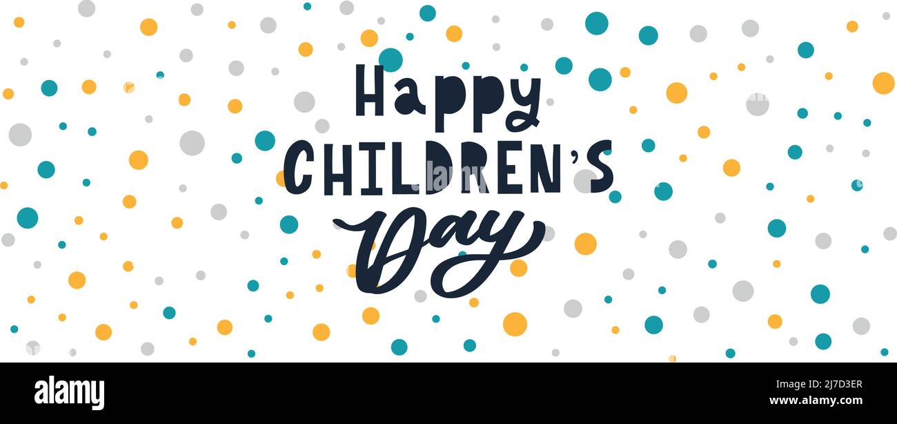 Buon giorno dei bambini. Frase vacanza. Lettere vettoriali disegnate a mano Illustrazione Vettoriale