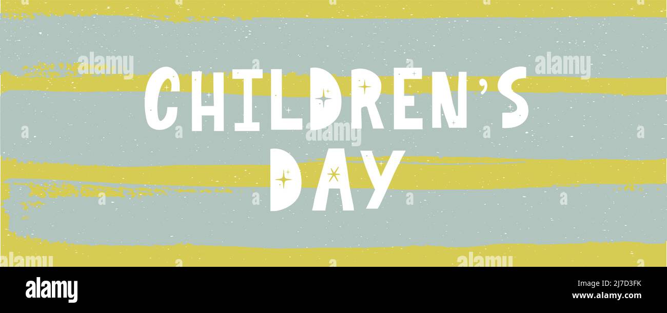 Buon giorno dei bambini. Frase vacanza. Lettere vettoriali disegnate a mano Illustrazione Vettoriale