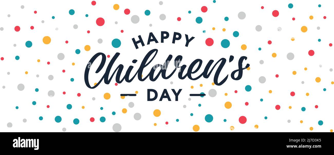 Buon giorno dei bambini. Frase vacanza. Lettere vettoriali disegnate a mano Illustrazione Vettoriale