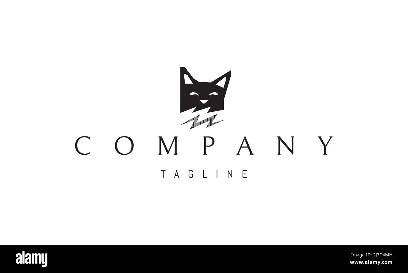 Logo vettoriale su cui un'immagine astratta di uno strano gatto malvagio. Illustrazione Vettoriale