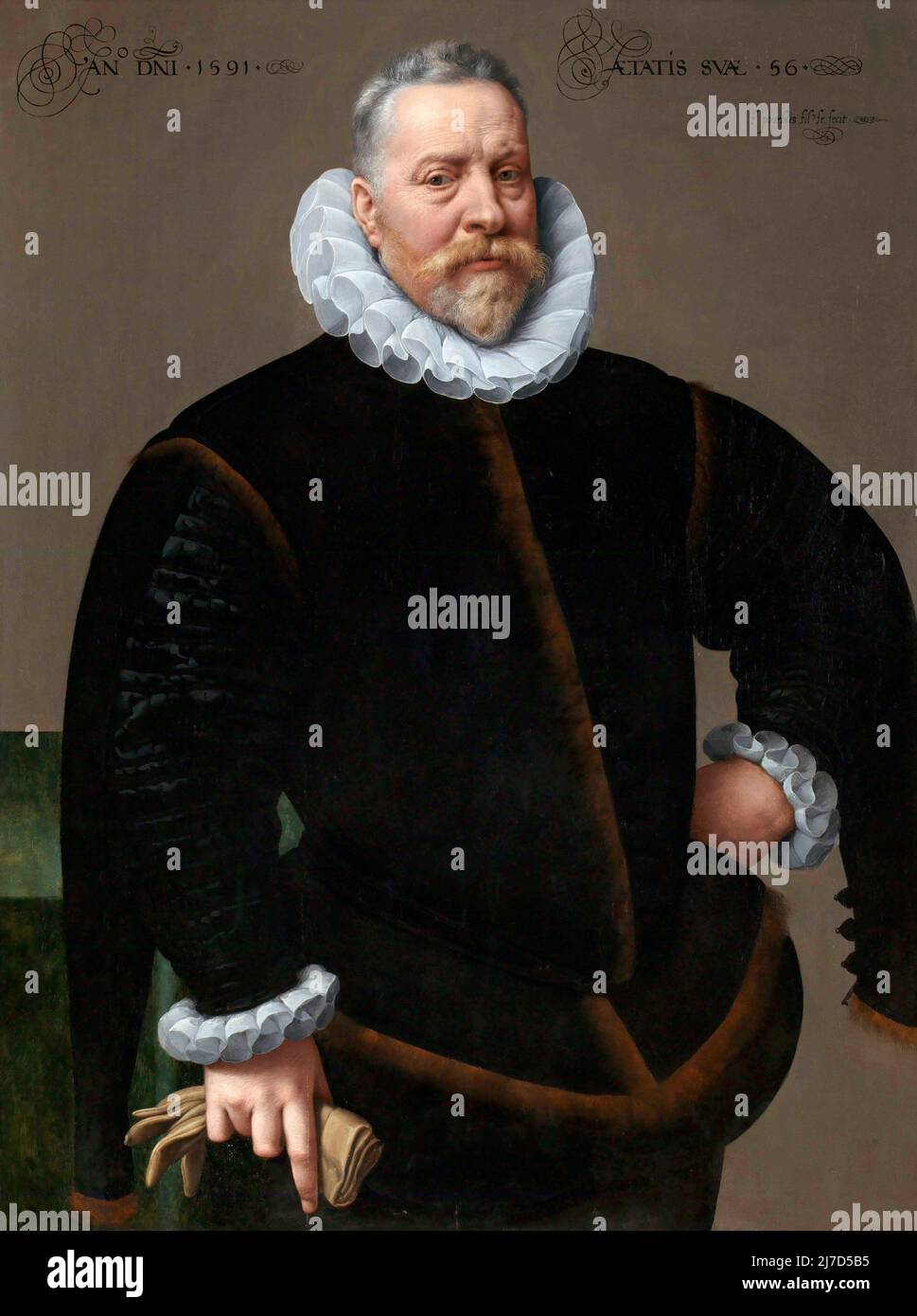 Ritratto di un uomo sconosciuto, di 56 anni di Frans Pourbus il giovane (1569-1622), olio su legno, 1591 Foto Stock