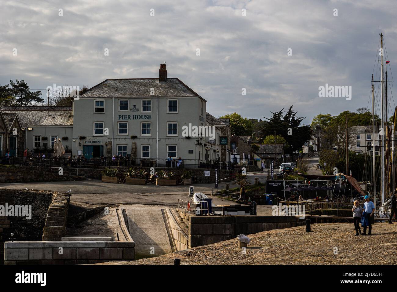 Pier House un edificio georgiano nel villaggio di Charlestown, Cornovaglia, Inghilterra, Regno Unito Foto Stock