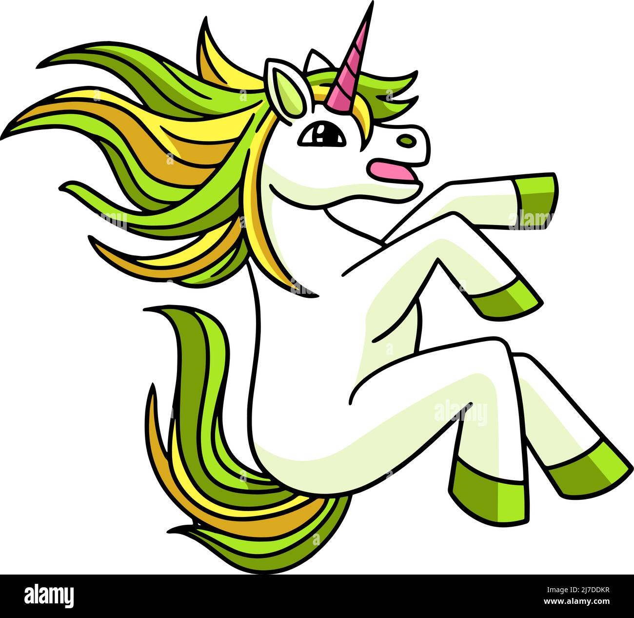 Unicorn Sliding Cartoon Coloured Clipart Illustrazione Vettoriale