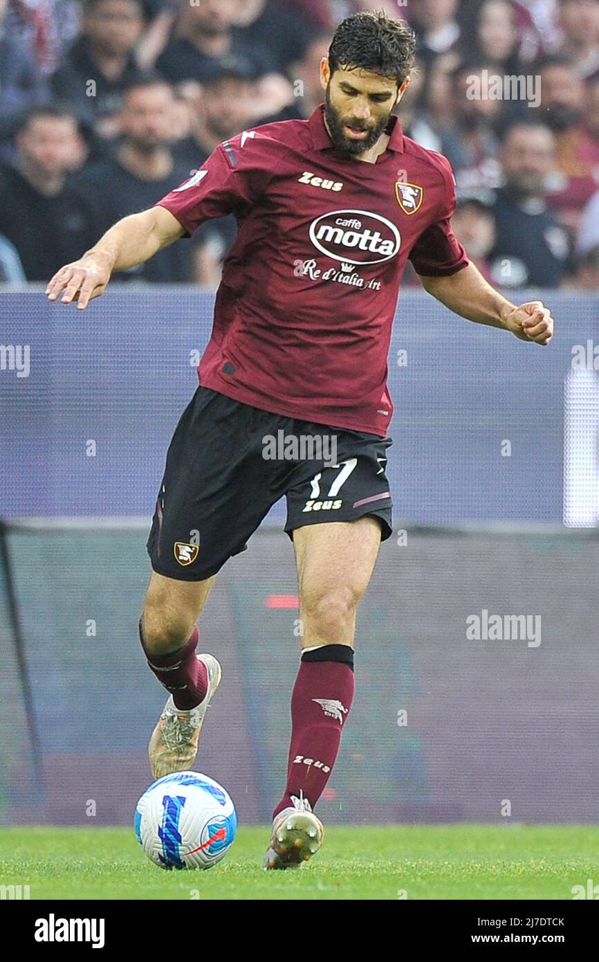 Federico Fazio, giocatore di Salernitana, durante la partita del campionato italiano SerieA tra Salernitana e Caglairi risultato finale, Salernitana 1, Cagliari 1, partita disputata allo Stadio Arechi . Benevento, Italia, 08 maggio 2022. (Foto di Vincenzo Izzo/Sipa USA) Foto Stock