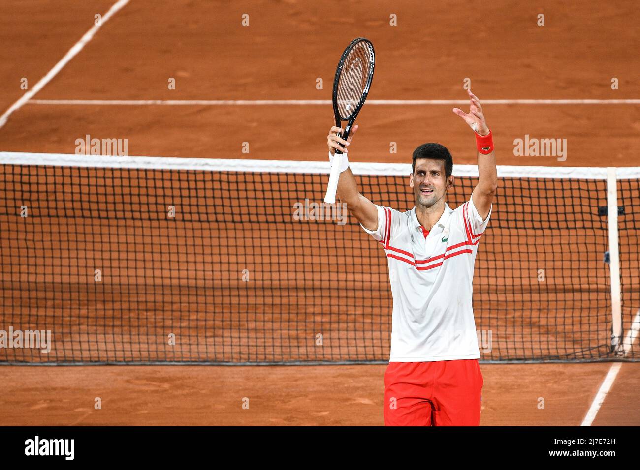 Novak Djokovic di Serbia al Roland-Garros (French Open), torneo di tennis Grand Slam il 11 giugno 2021 allo stadio Roland-Garros di Parigi, Francia. Foto Stock