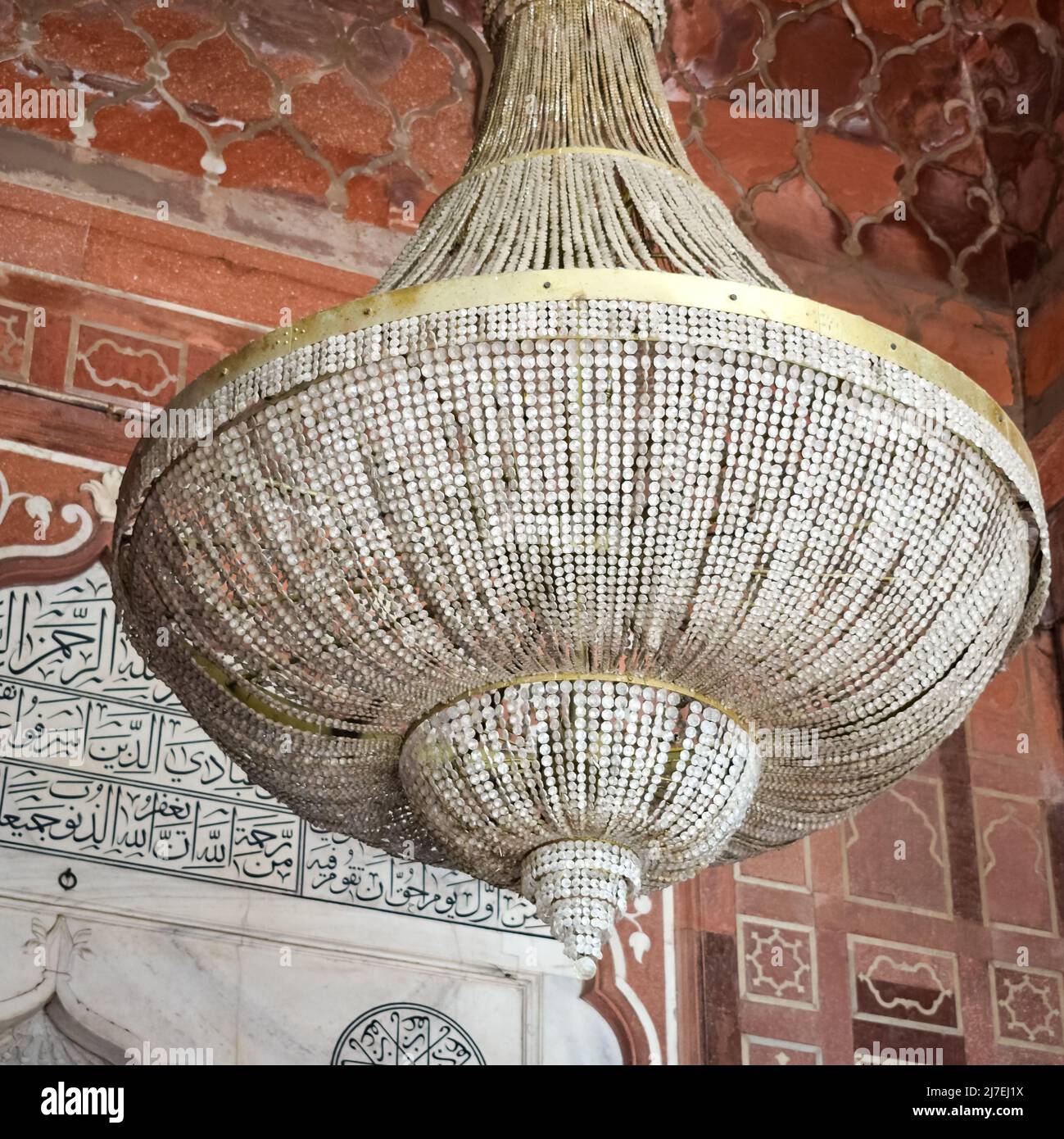 Dettagli architettonici della Moschea di Jama Masjid, Vecchia Delhi, India, la spettacolare architettura della Grande Moschea del Venerdì (Jama Masjid) a Delhi 6 durante Foto Stock