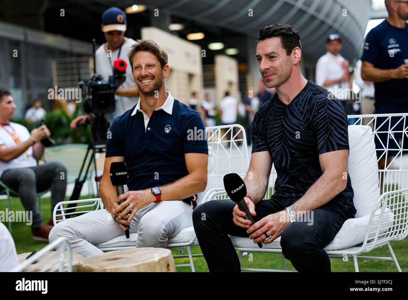 Romain Grosjean, Simon Pagenaud, Gran Premio di Miami F1 all'Autodromo Internazionale di Miami il 7 maggio 2022 a Miami, Stati Uniti d'America. (Foto PER ALTO DUE) Foto Stock