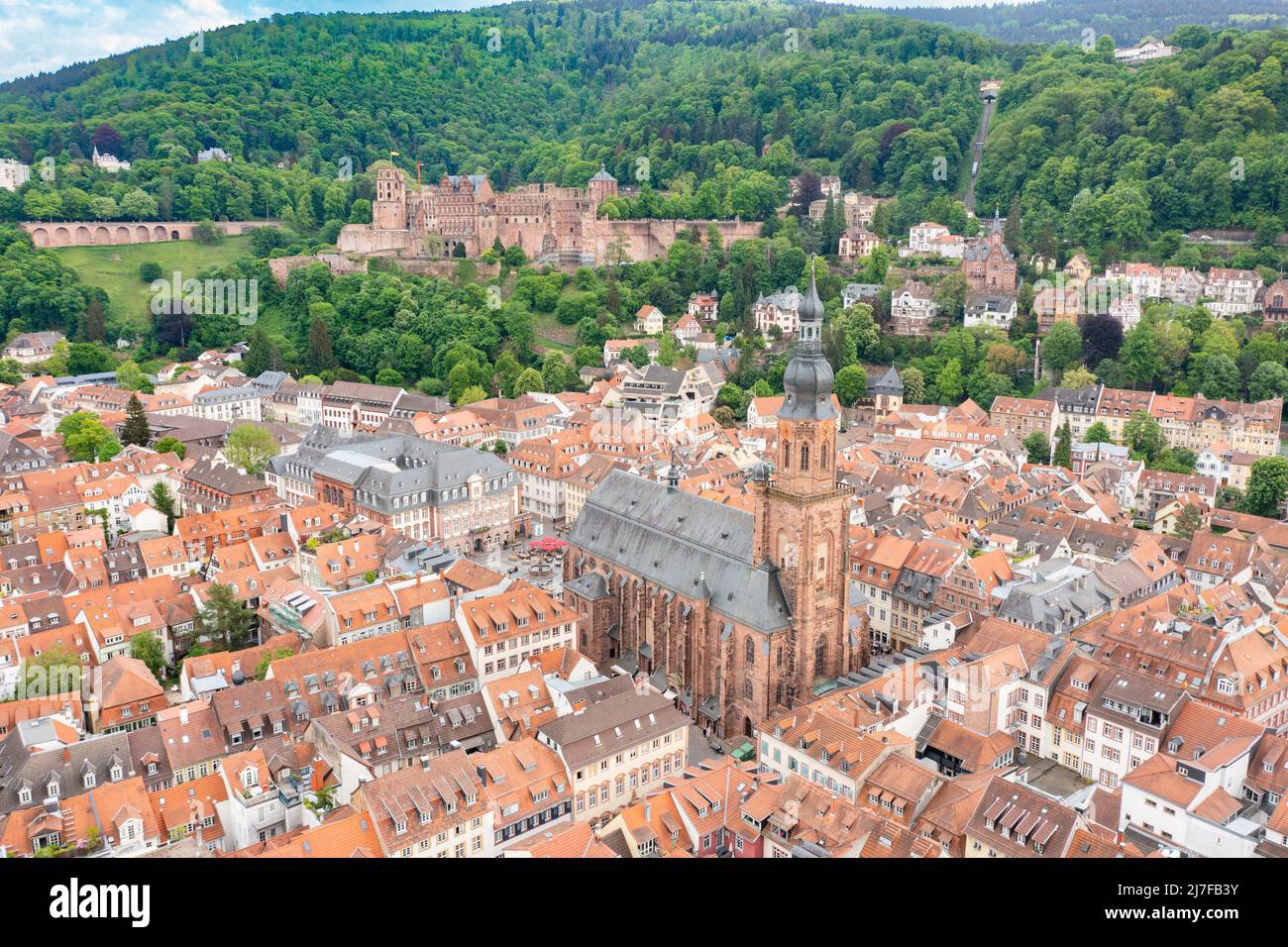 Palazzo Heidelberg o Schloss Heidelberg, Chiesa dello Spirito Santo o Heiliggeistkirche, Heidelberg, Germania Foto Stock