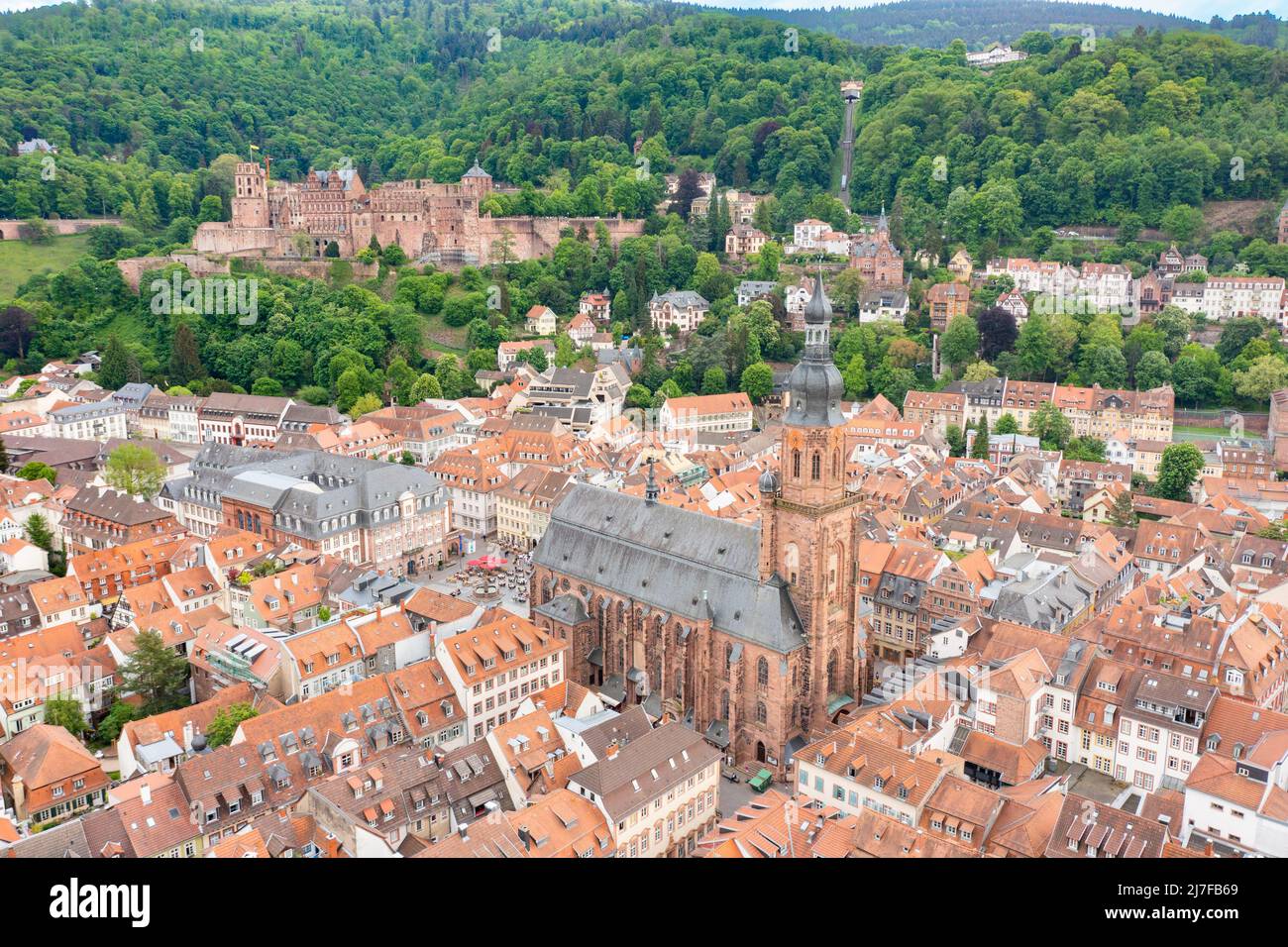 Palazzo Heidelberg o Schloss Heidelberg, Chiesa dello Spirito Santo o Heiliggeistkirche, Heidelberg, Germania Foto Stock