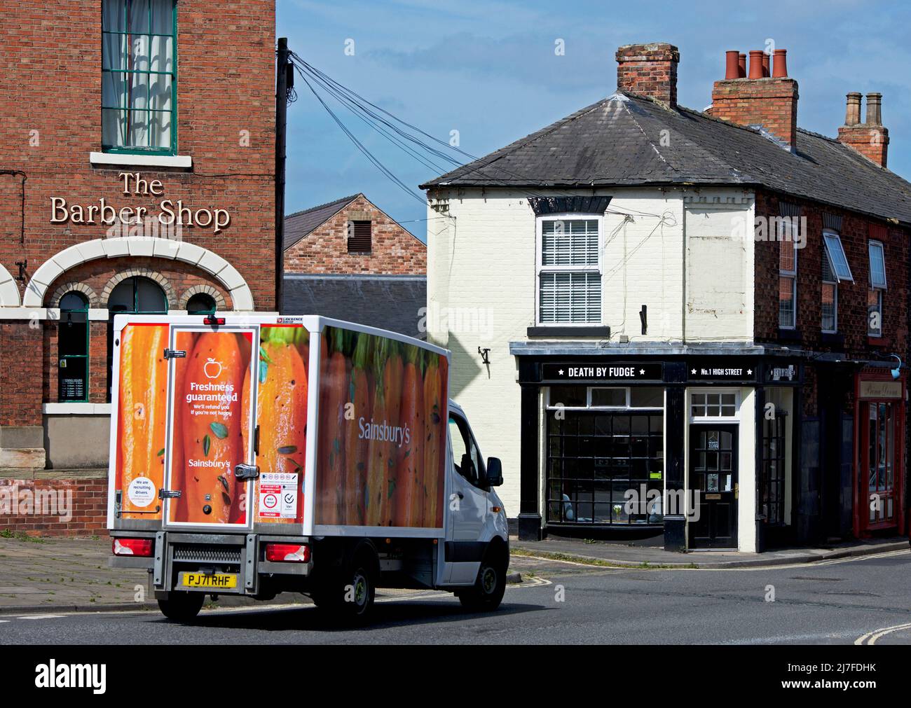 Sainsburys consegna furgone a Epworth, North Lincolnshire, Inghilterra Regno Unito Foto Stock