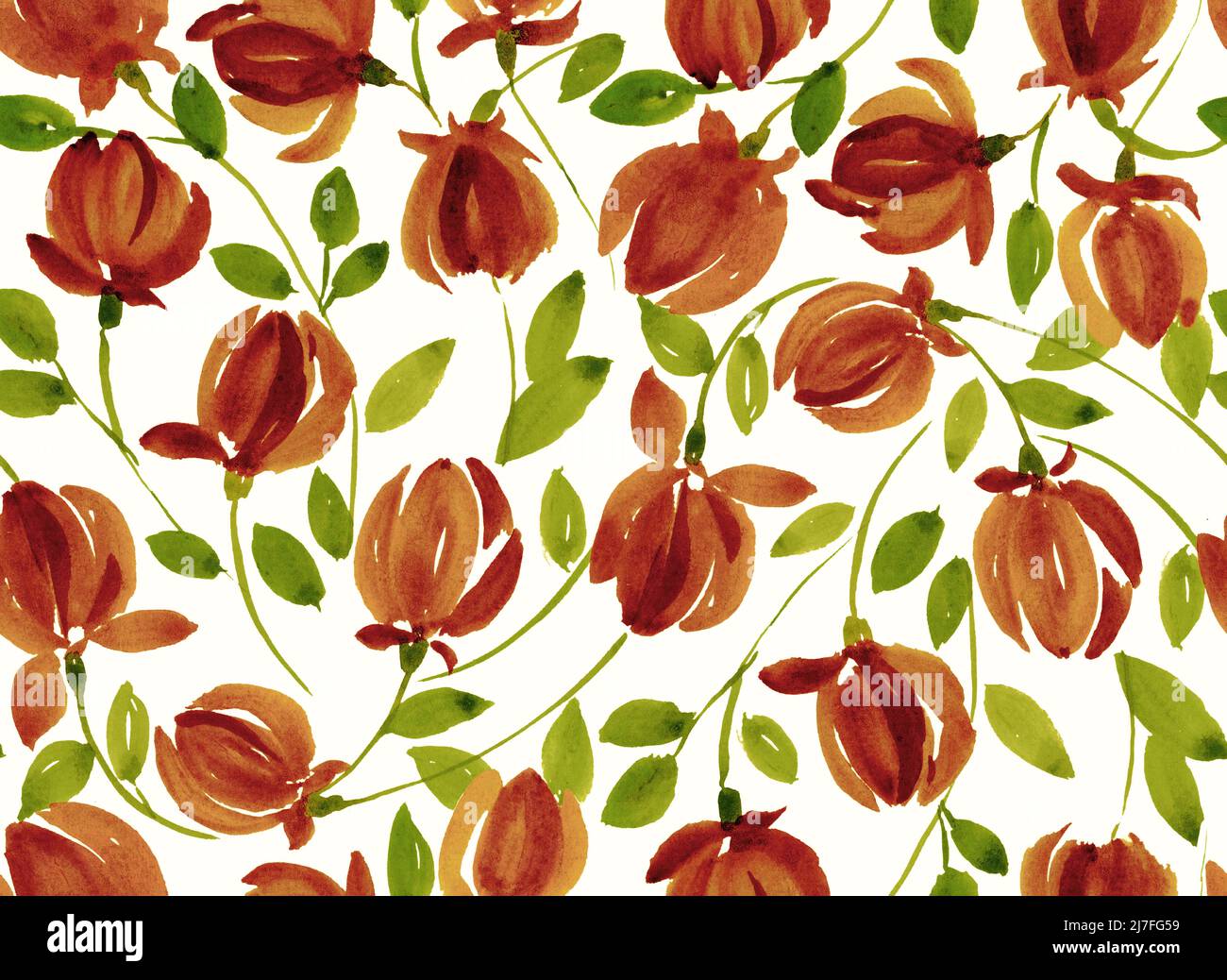 Acquerello dipinto a mano senza cuciture Pea floreale astratto disegno di vite Foto Stock