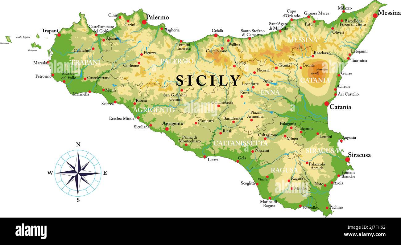 Cartina fisica sicilia Immagini e Fotos Stock - Alamy