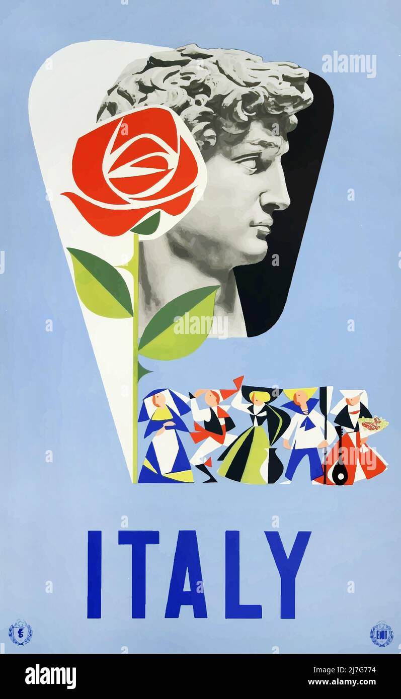 Poster da viaggio Vintage 1950s - Italia Foto Stock