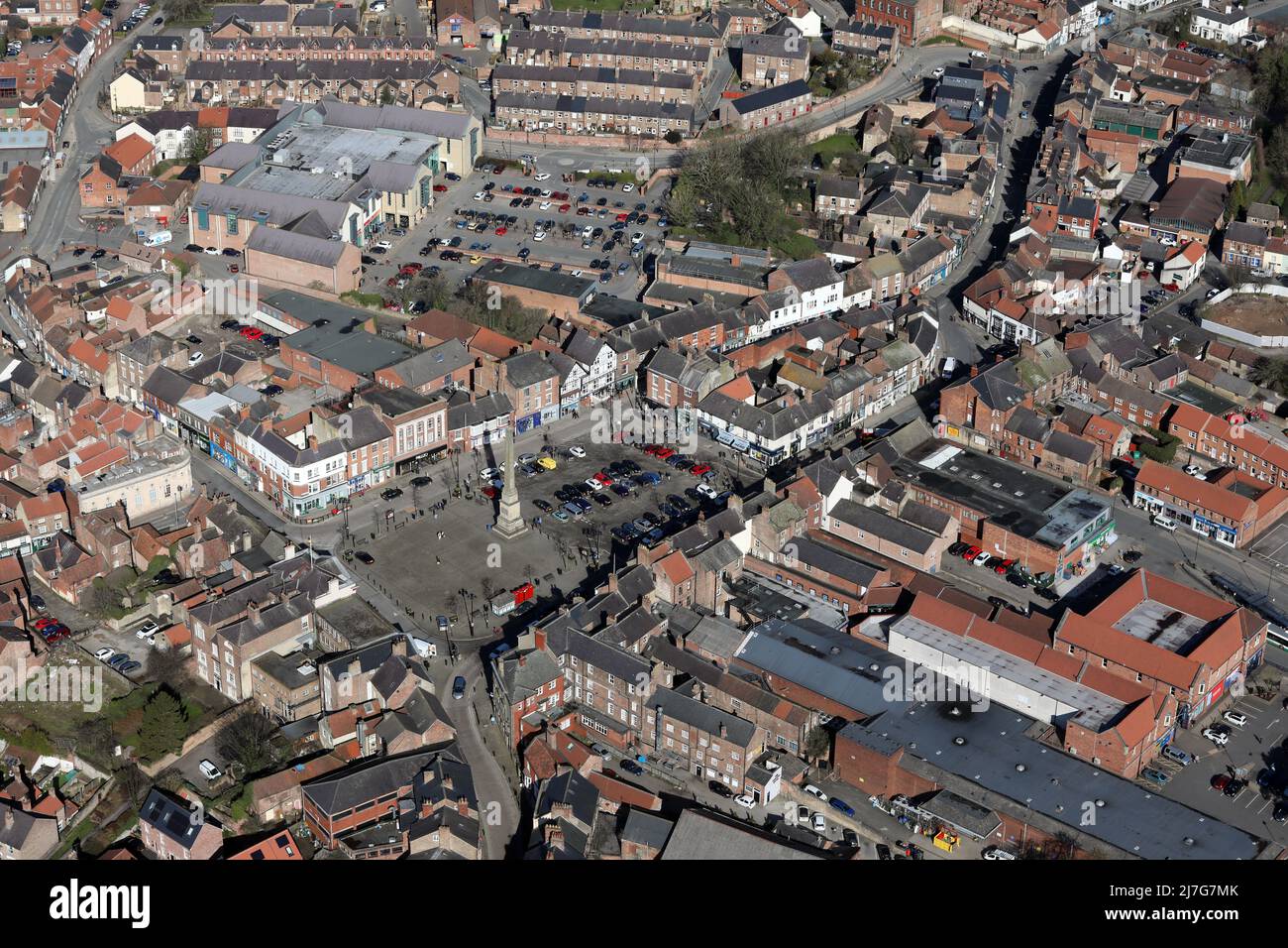 Vista aerea del centro di Ripon, North Yorkshire, Regno Unito Foto Stock