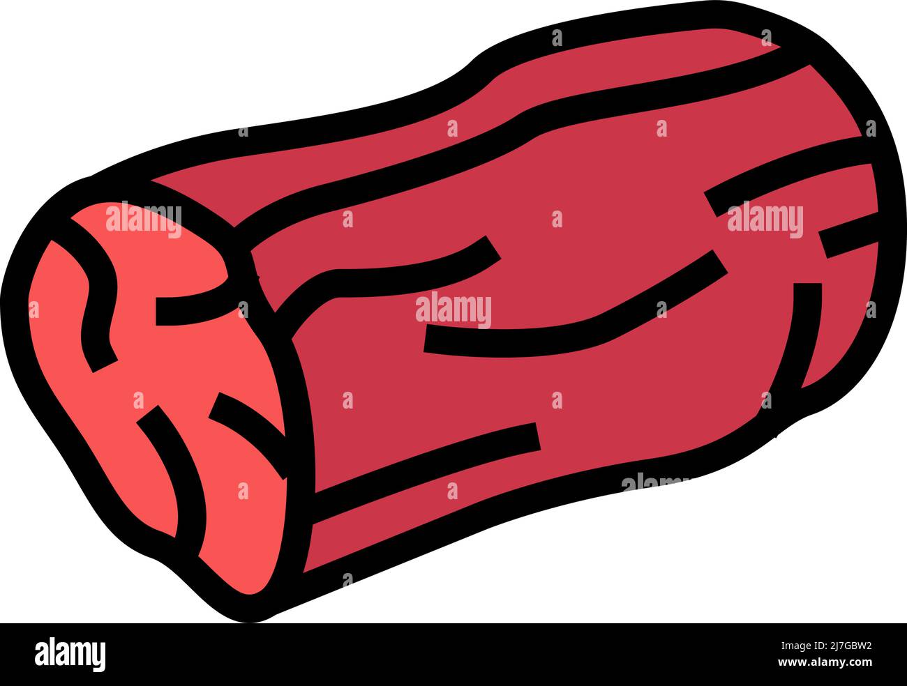 illustrazione vettoriale dell'icona del colore del manzo al lombo Illustrazione Vettoriale