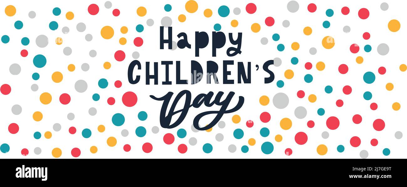 Buon giorno dei bambini. Frase vacanza. Lettere vettoriali disegnate a mano Illustrazione Vettoriale