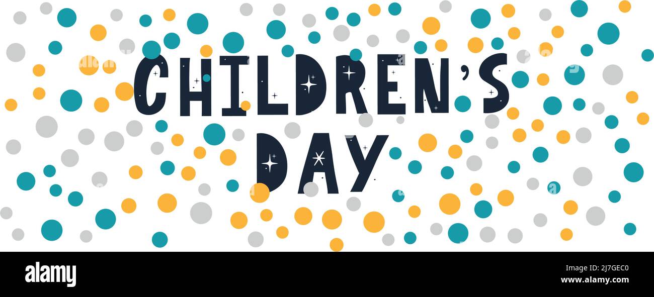 Buon giorno dei bambini. Frase vacanza. Lettere vettoriali disegnate a mano Illustrazione Vettoriale