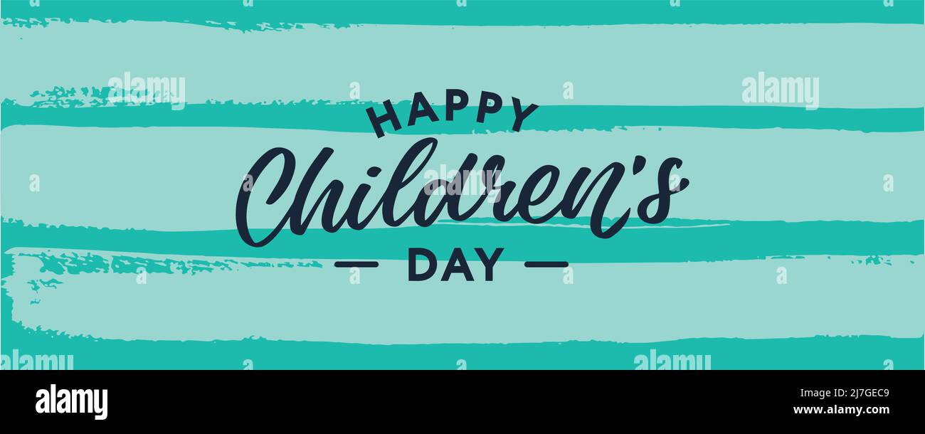 Buon giorno dei bambini. Frase vacanza. Lettere vettoriali disegnate a mano Illustrazione Vettoriale