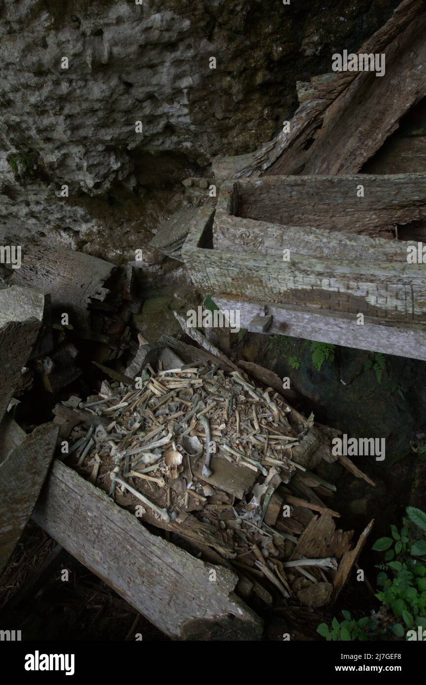 Tradizionale luogo di sepoltura nel villaggio di Kete Kesu, Toraja Nord, Sulawesi Sud, Indonesia. Foto Stock