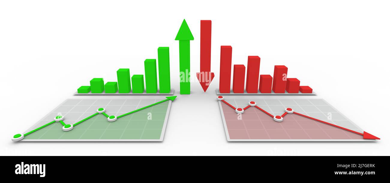 Grafico e diagramma dei fallimenti e dei fallimenti aziendali 3D Foto Stock