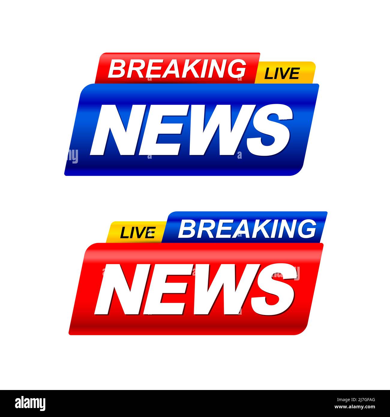 Breaking News template set, raccolta di news TV program title su sfondo bianco. Breaking News testo su un tag e badge. Stile elegante e moderno, Foto Stock