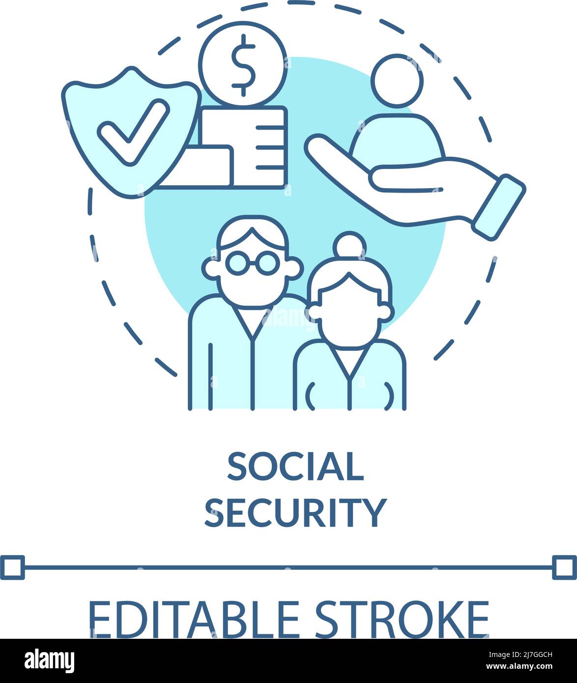 Icona del concetto turchese di previdenza sociale Illustrazione Vettoriale