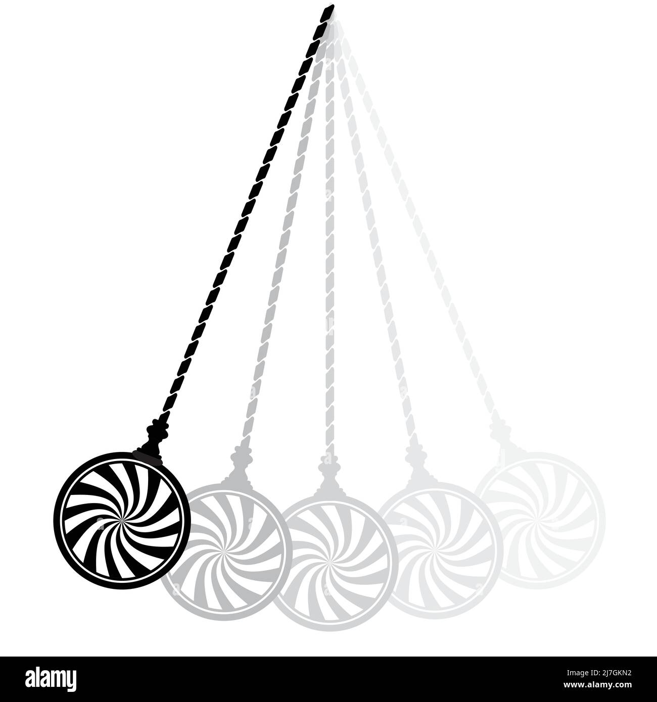 Ipnosi oscillazione pendolo silhouette Illustrazione Vettoriale