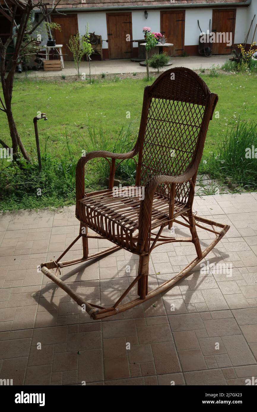 Sedia a dondolo, Szigethalom, Pest, Ungheria Foto Stock