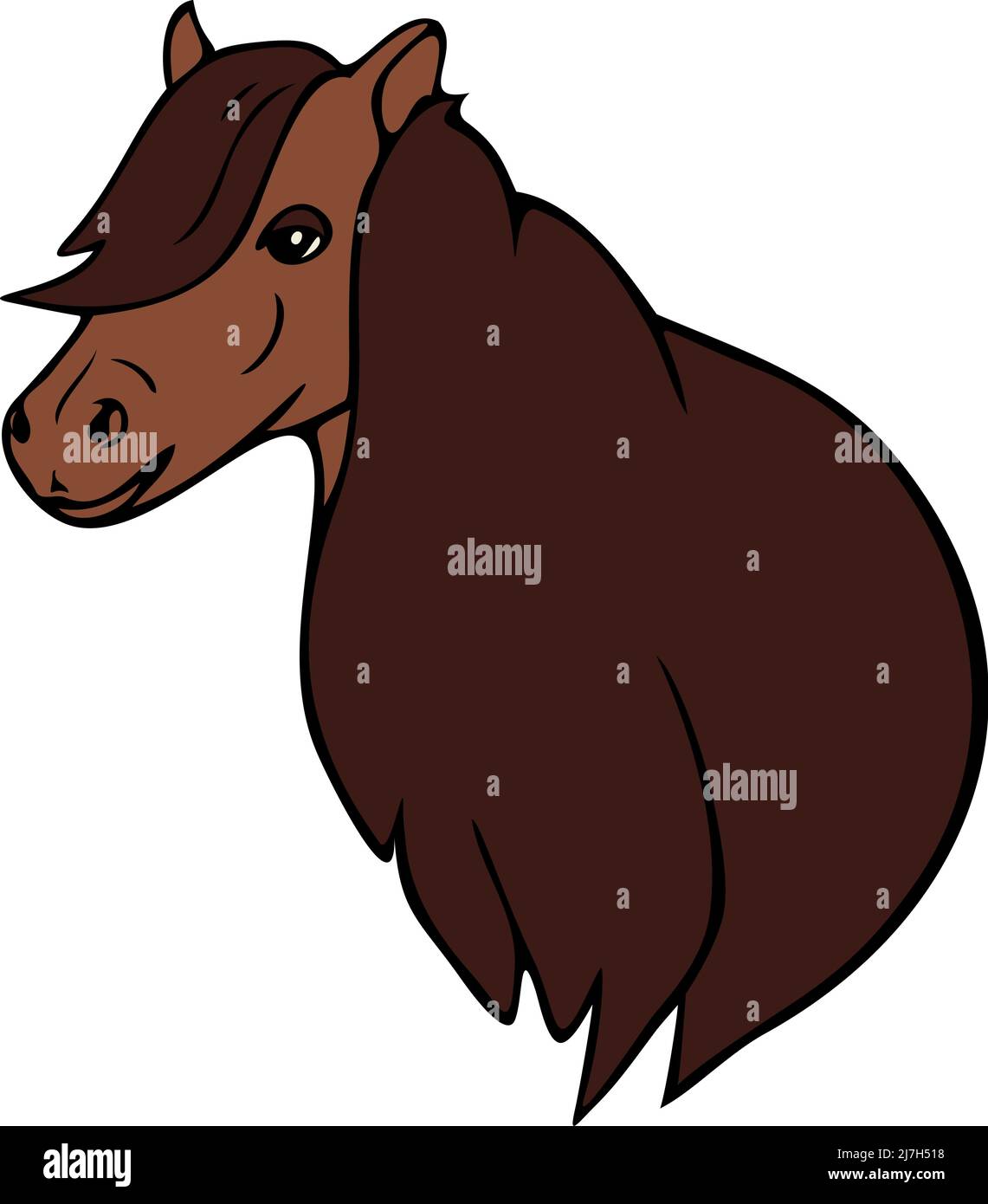 Illustrazione vettoriale di cavallo. Ritratto di cavallo colorato e raffigurato da una linea. Illustrazione Vettoriale